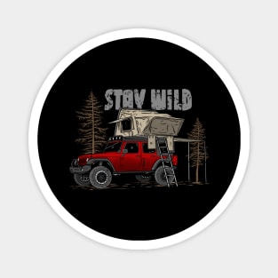 Stay Wild Jeep Camp - Adventure red Jeep Camp Stay Wild for Outdoor Jeep enthusiasts Magnet